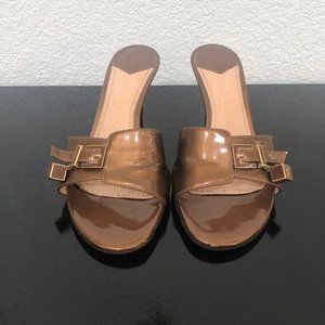 Louis Vuitton Bronze Patent Leather Vernice Mule Slides 37